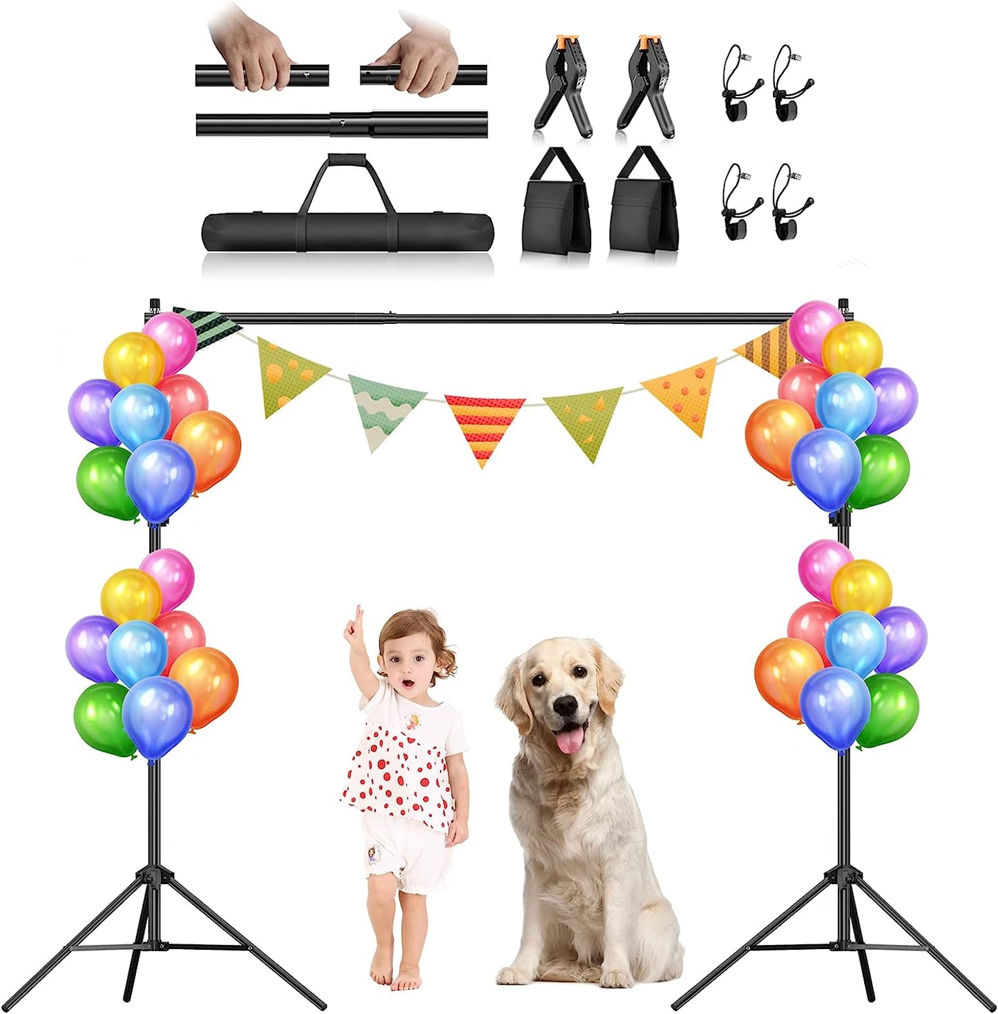 【Light Weight】 Flip-Lock Design Backdrop Stand with 2 Cross Bars