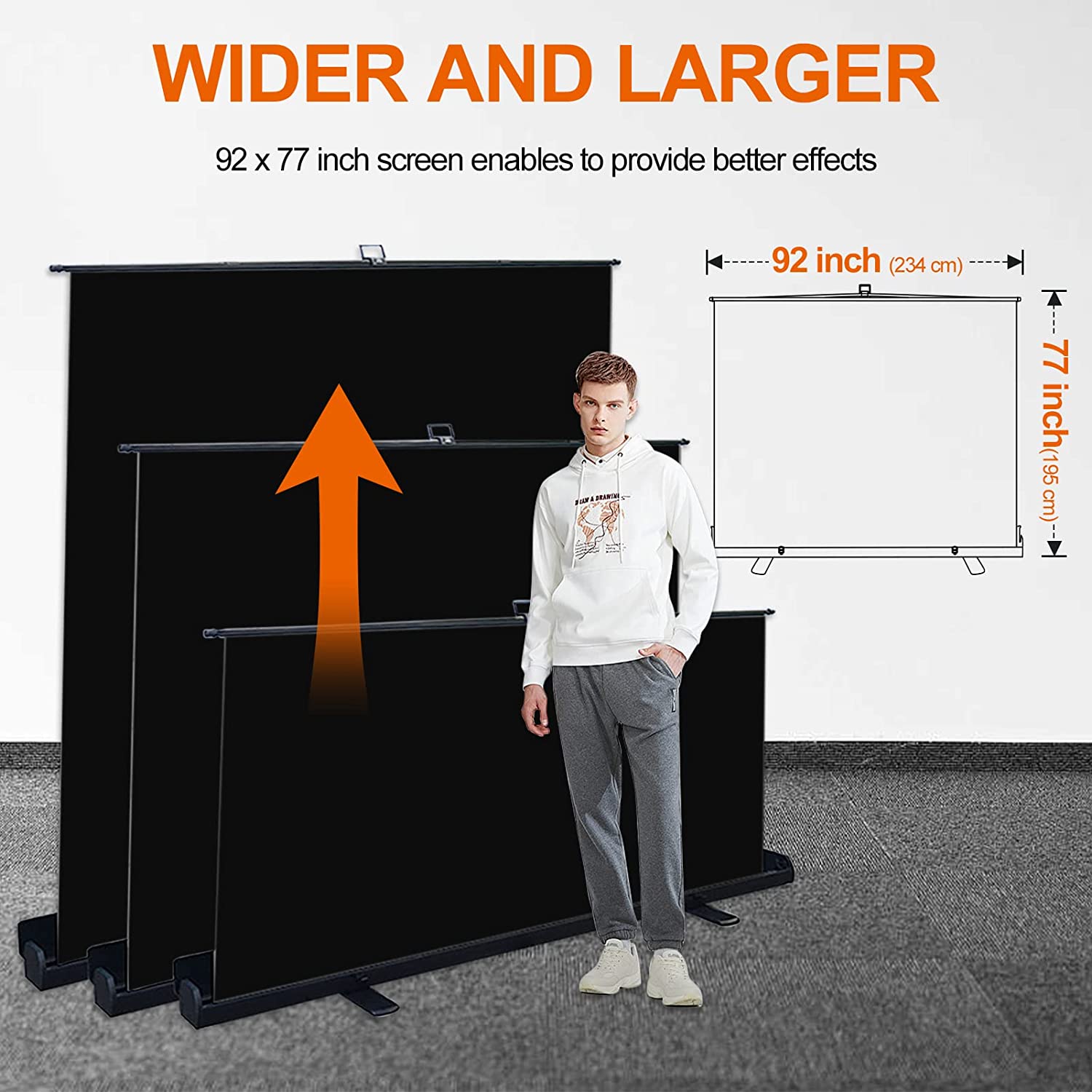 77in x 92in Collapsible Black Backdrop Retractable Chromakey Photo Background with Solid Aluminium Base, Auto-Locking Frame, Wrinkle- Resistant Fabric - EMART INTERNATIONAL, INC (Official Website)