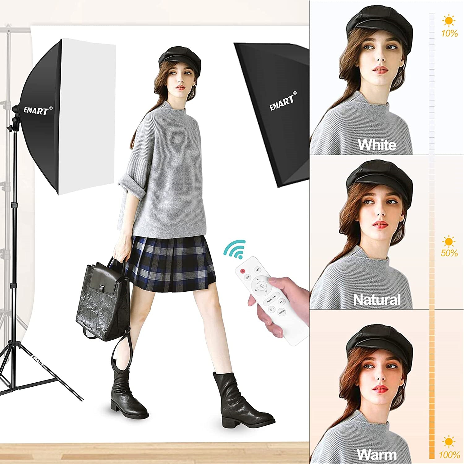 EMART Softbox Lighting Kit, Dimmable Continuous Lighting Soft Box Set with 3 Color Temperature 45W Light Bulbs - EMART INTERNATIONAL, INC (Official Website)