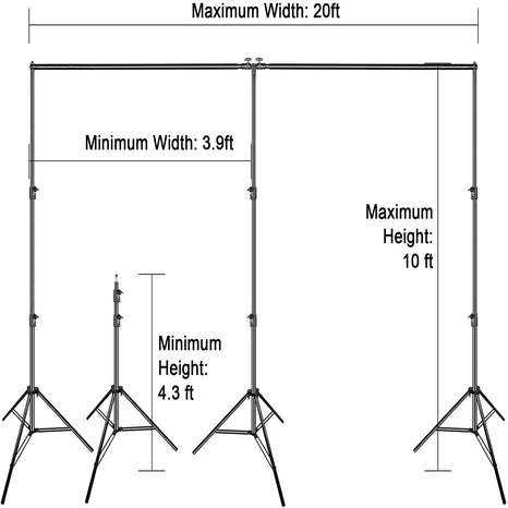 【Extra Length】 20x10ft Heavy Duty Backdrop Stand