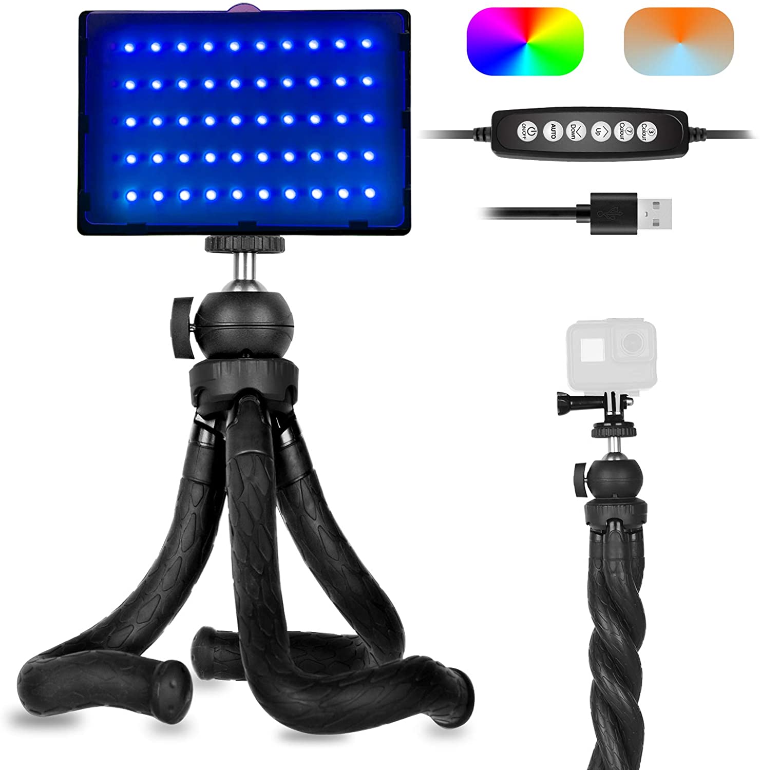 Ideas Illuminated EMART 5500K RGB Photography Lighting with Flexible Tripod