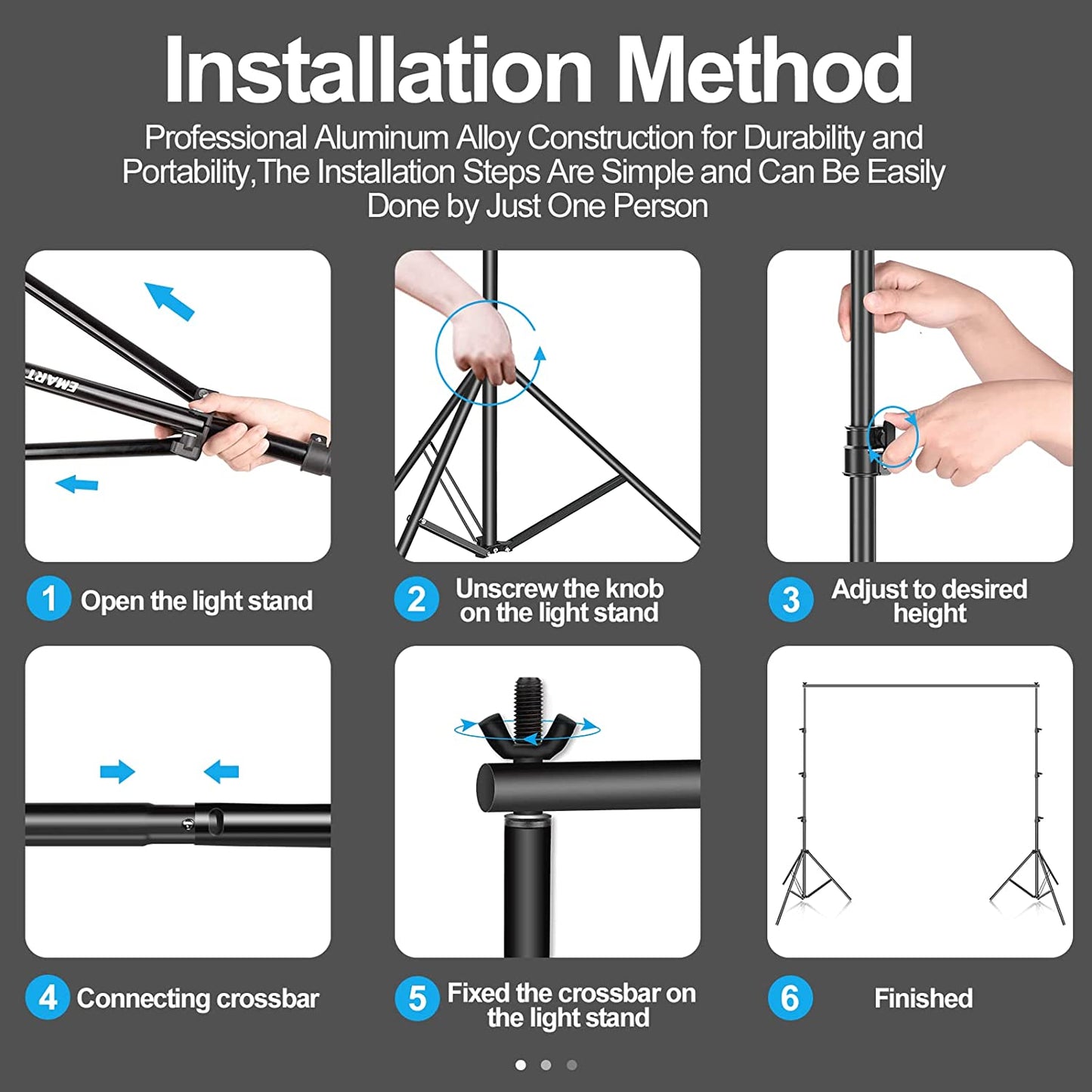 EMART 10 x 12ft Photo Backdrop Stand Kit, Adjustable Photography Video Studio Background Stand Support System - EMART INTERNATIONAL, INC (Official Website)