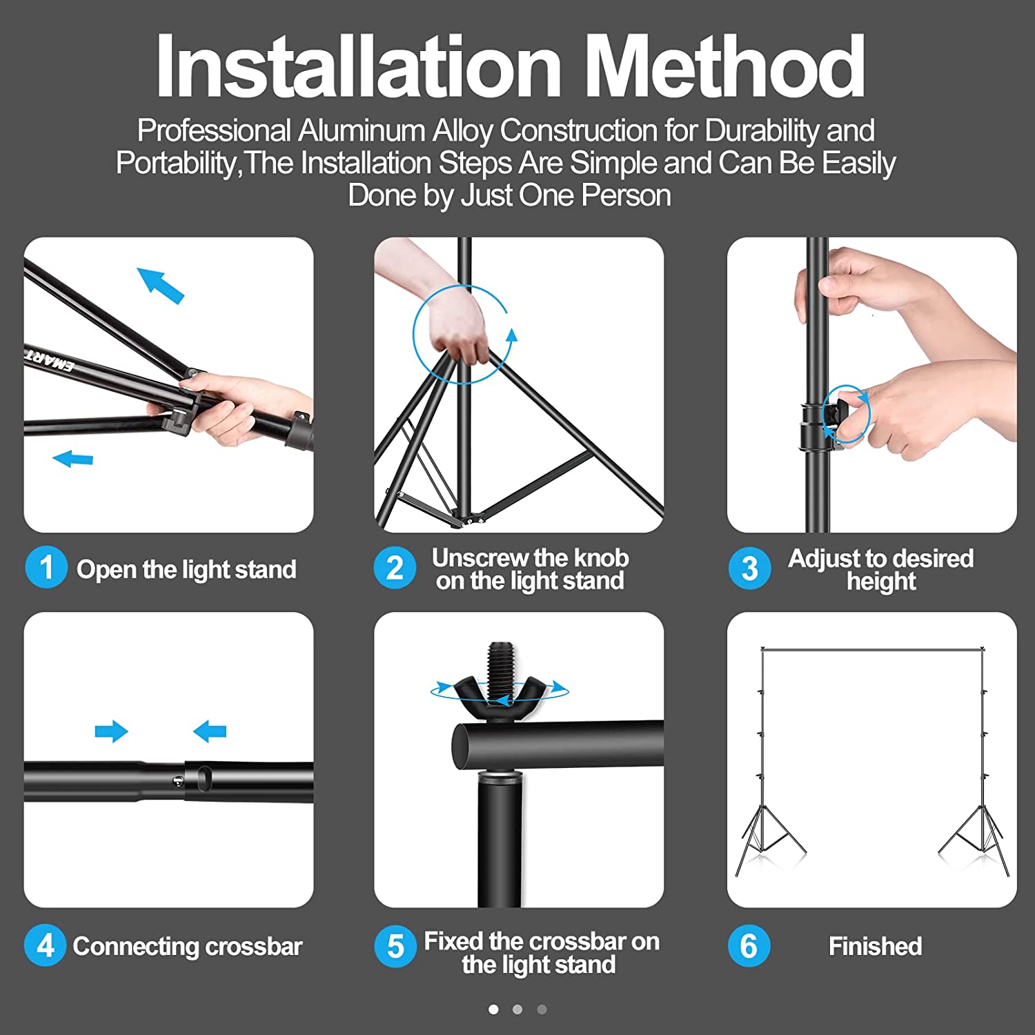 EMART 10 x 12ft Photo Backdrop Stand Kit, Adjustable Photography Video Studio Background Stand Support System - EMART INTERNATIONAL, INC (Official Website)