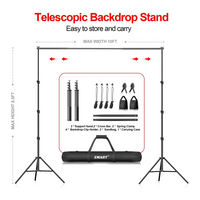 EMART 8.5 x 10 ft Photo Backdrop Stand , Adjustable Photography Muslin Background Support System Stand - EMART INTERNATIONAL, INC (Official Website)