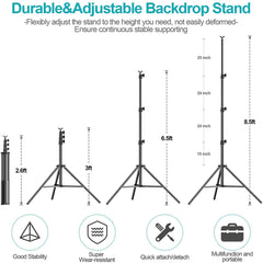 EMART 8.5x10ft Upgrated Backdrop Stand Kit, Photo Video Studio Background Support System with Adjustable Knob Crossbars - EMART INTERNATIONAL, INC (Official Website)