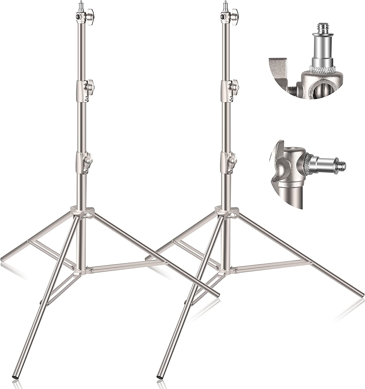 9.2ft/2.8m Stainless Steel Light Stand- 2 Pack