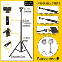 Dimmable 176 LED Panel Lighting Kit with 4.3 ft Light Stand