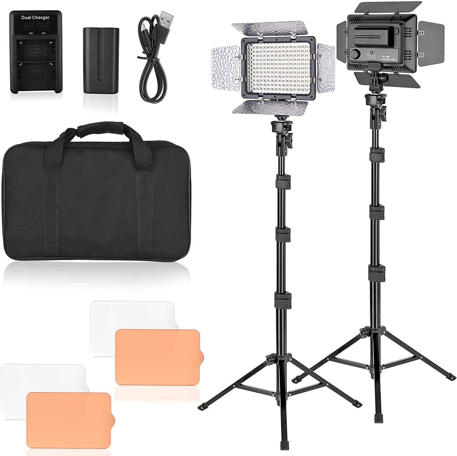 Ideas Illuminated EMART Dimmable 176 LED Panel Video Studio Light Kit with Adjustable Tripod Stand, Rechargeable Batteries Use - 2 Pack - EMART INTERNATIONAL, INC (Official Website)