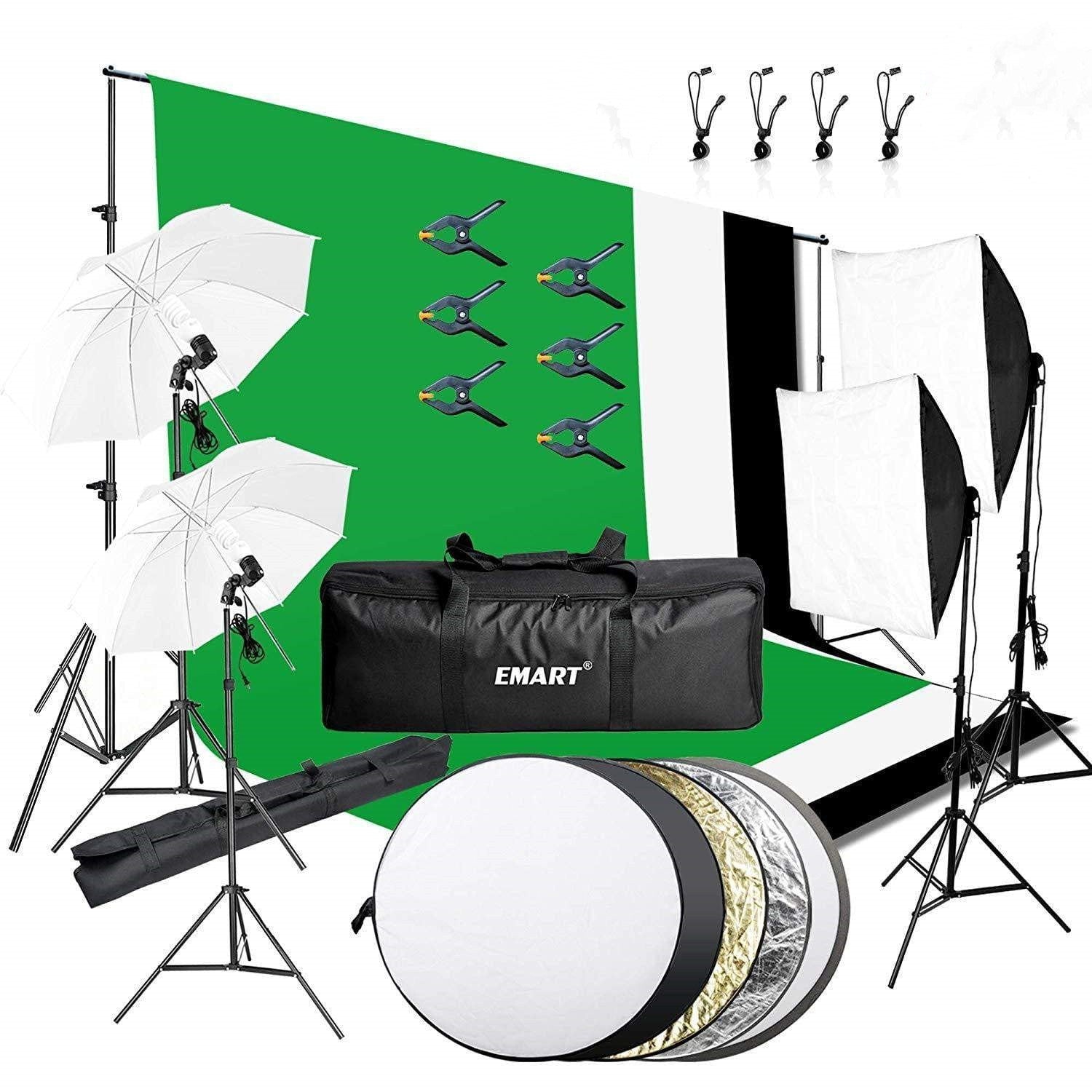 EMART 8.5 x 10 ft Backdrop Support System, with Umbrella Softbox Lighting Set